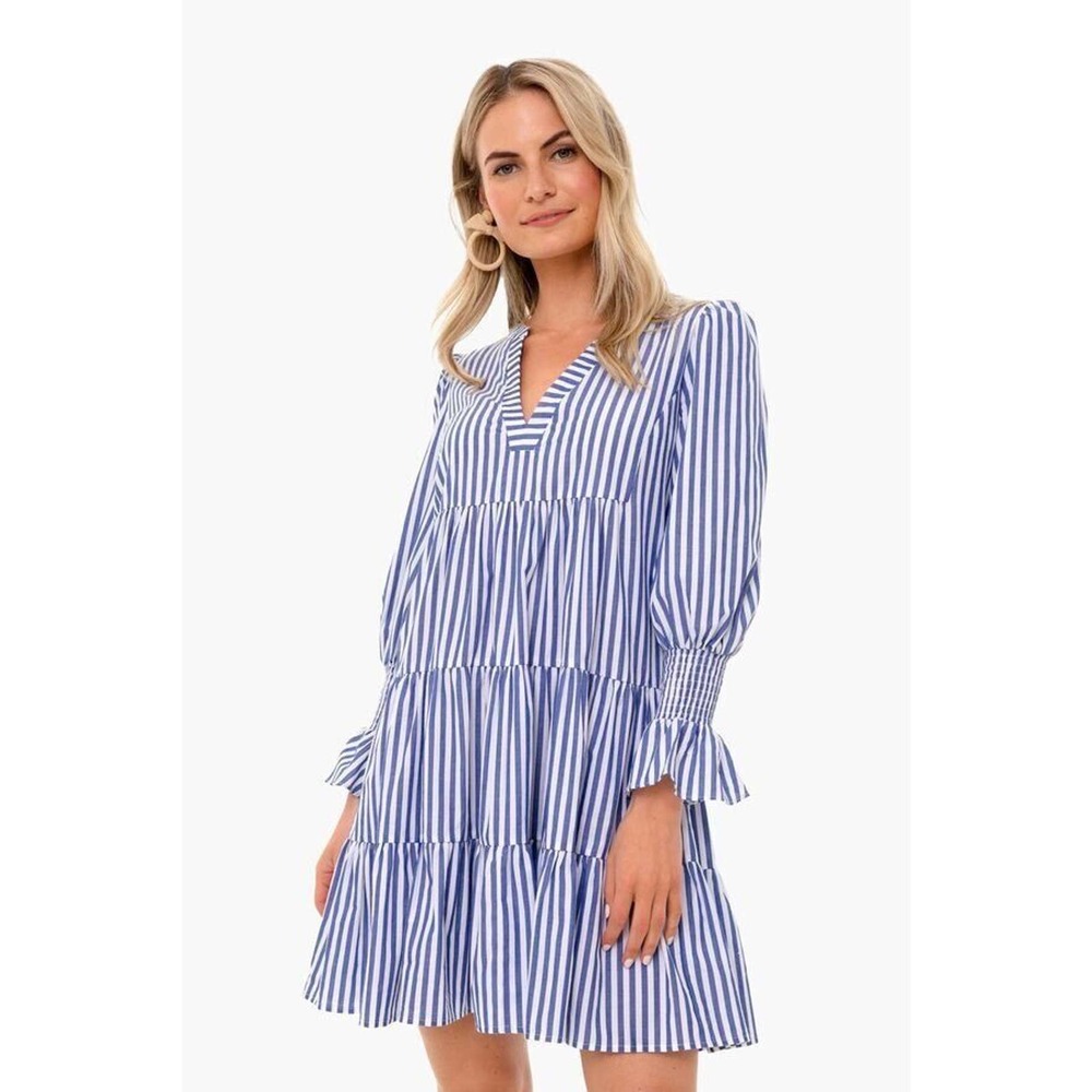 POMANDER PLACE Sz L Large Blue White Stripe Kenzo Dress